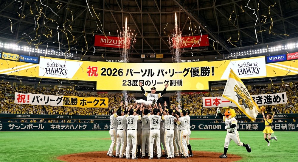 福岡ソフトバンクホークス パ・リーグ3連覇を決めた胴上げの瞬間